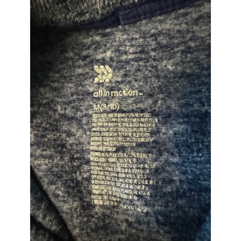 All In Motion Boys Blue Heathered Quarter Zip Fleece Pullover  Size M 8/10